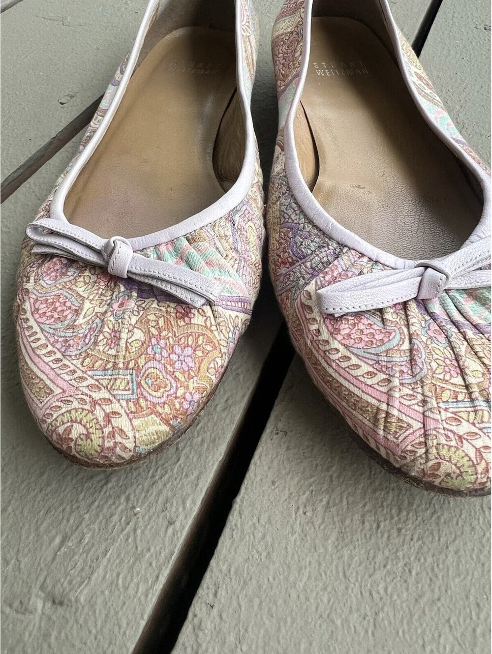 Stuart Weitzman Women's Shoes Paisley Pastel Slip On Flats Size 7.5M